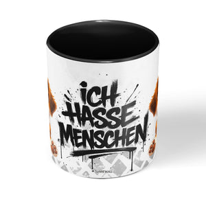 Produktbild Ich hasse Menschen Hund Tasse schwarz Mittig