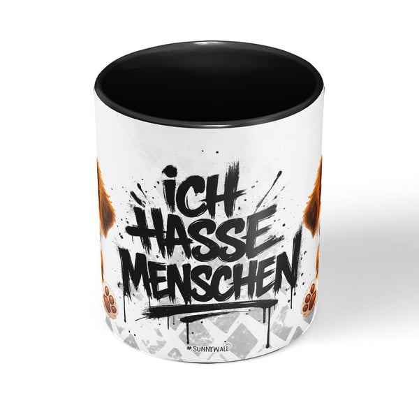 Produktbild Ich hasse Menschen Hund Tasse schwarz Mittig