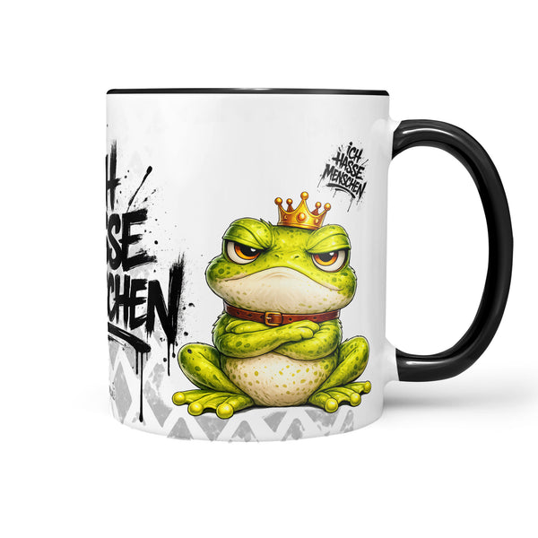 Ich hasse Menschen Frosch Tasse schwarz Front