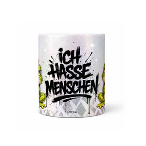 Ich hasse Menschen Frosch Tasse perlmutt mittig