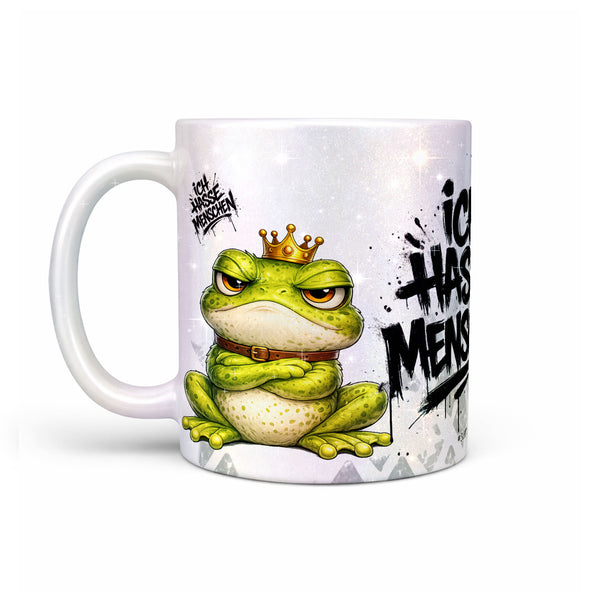 Ich hasse Menschen Frosch Tasse perlmutt links