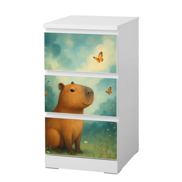 Möbelfolie Ikea Malm Capybara Naturmotiv im Gouache-Stil – für kreative Raumgestaltung