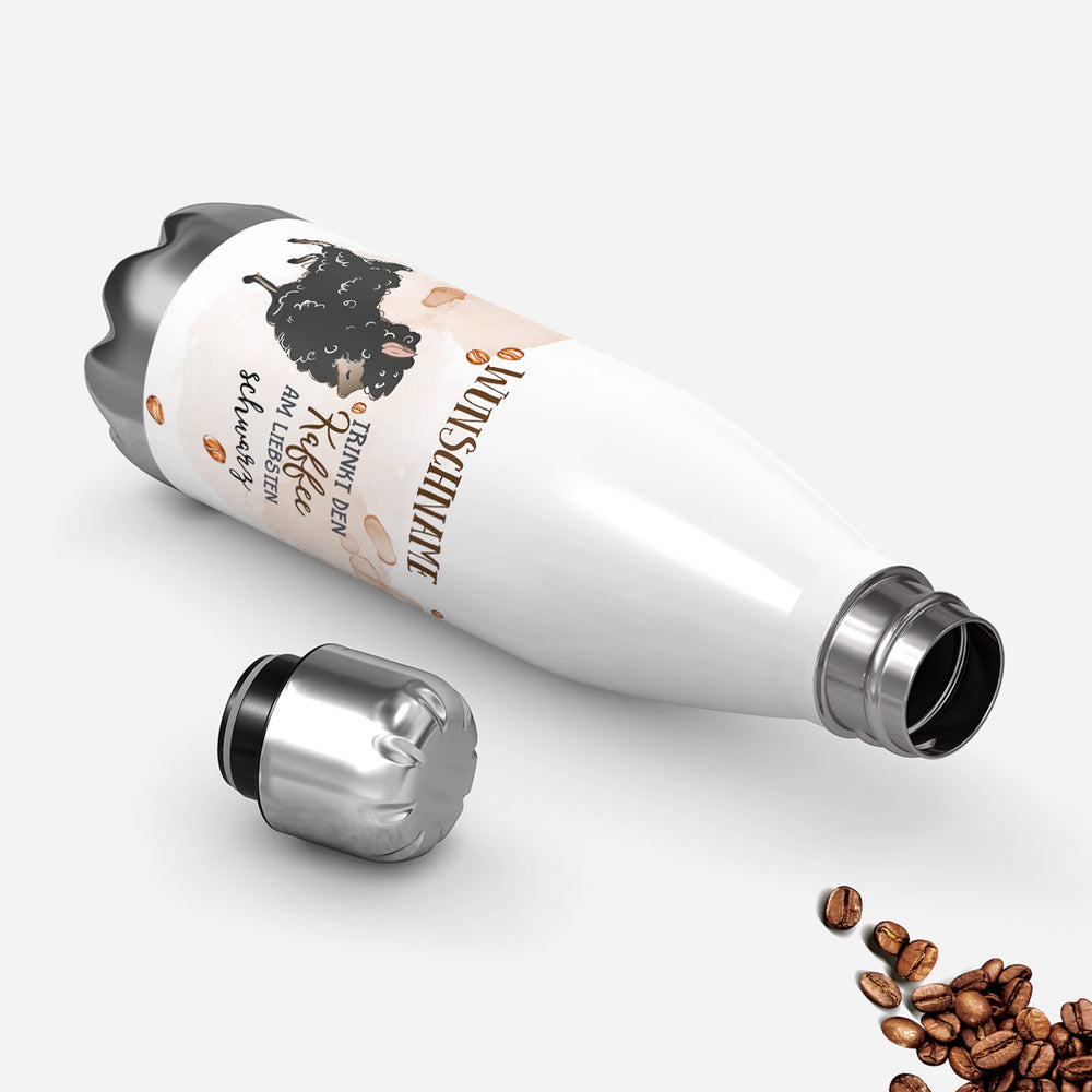 Thermosflasche 500 ml – Schwarzes Schaf & Kaffee mit Wunschname - Sunnywall - Individualität trifft Design