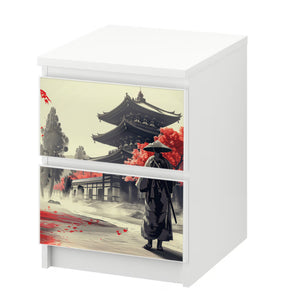 Möbelfolie IKEA MALM Samurai – Japanisches Design in Rot