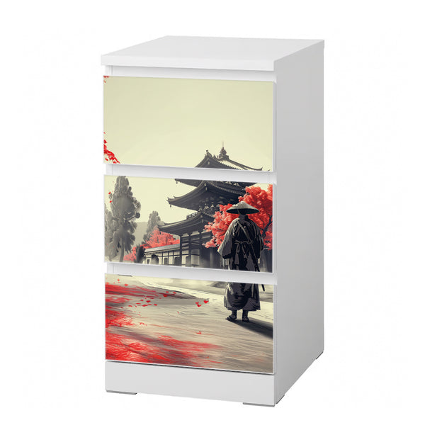 Möbelfolie IKEA MALM Samurai – Japanisches Design in Rot