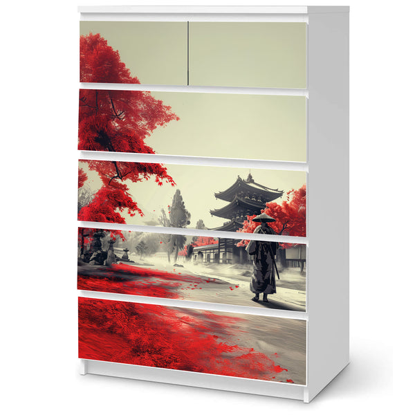 Möbelfolie IKEA MALM Samurai – Japanisches Design in Rot