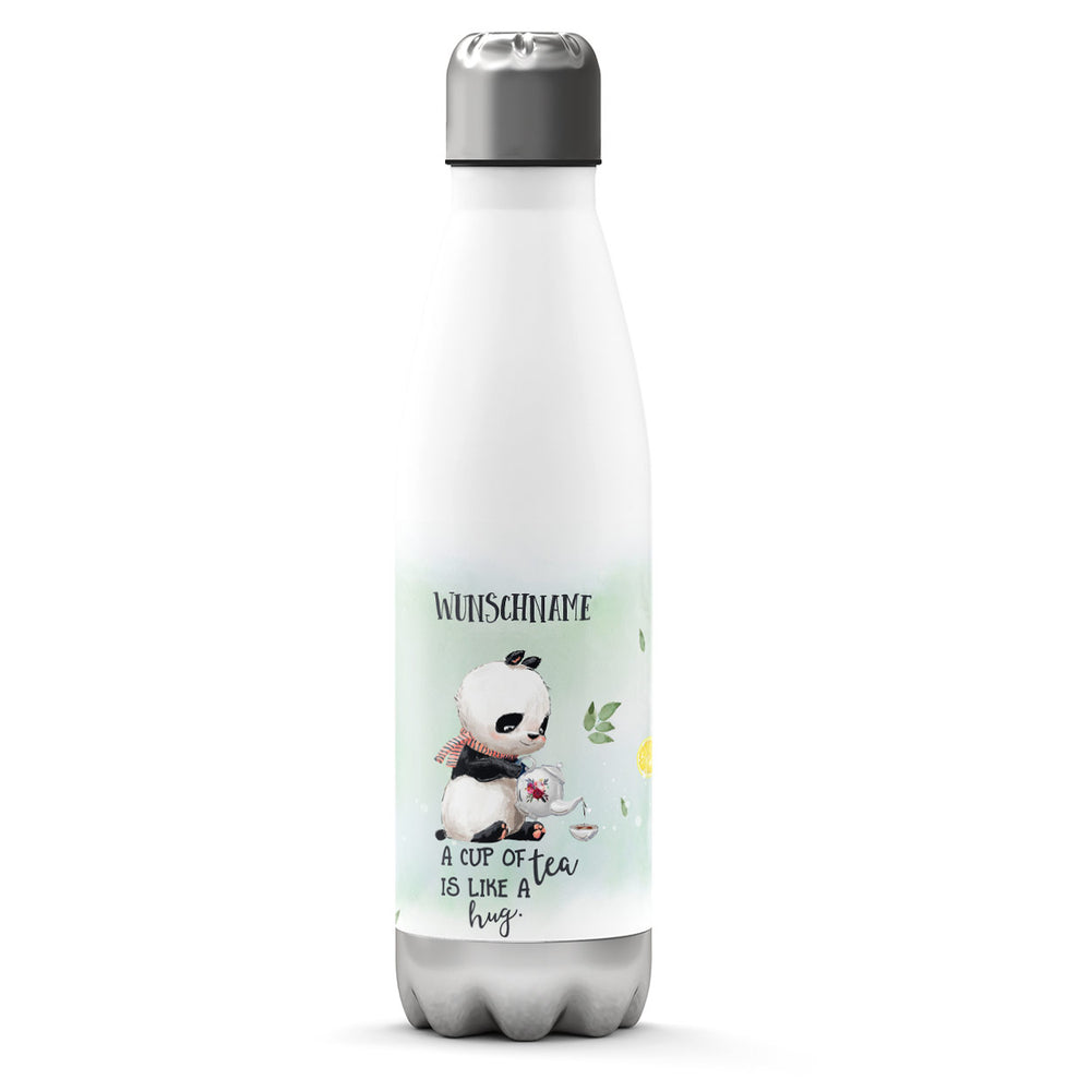 Thermosflasche 500 ml – Panda & Tee mit Wunschname - Sunnywall - Individualität trifft Design