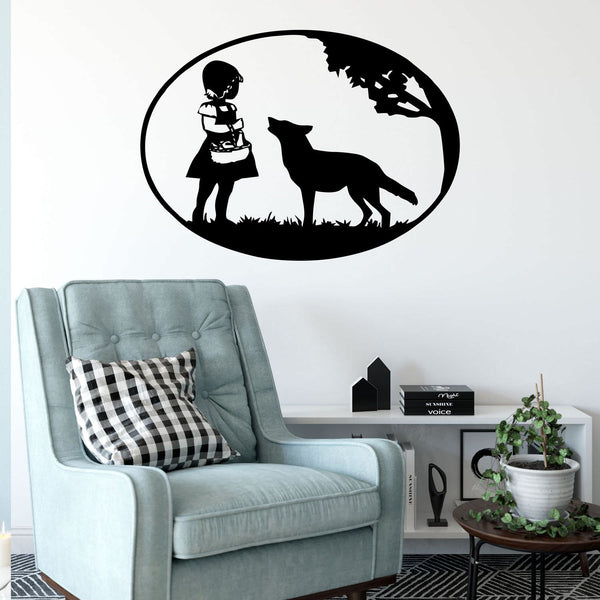 Wandtattoo – Märchen Scherenschnitt Optik – Rotkäppchen | Zauberhaftes Fairy Wandmotiv fürs Kinderzimmer - Sunnywall - Individualität trifft Design