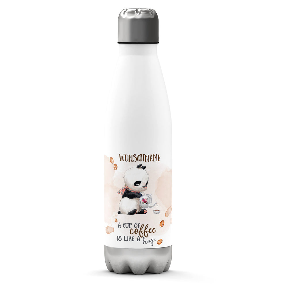 Thermosflasche 500 ml – Panda & Kaffee mit Wunschname - Sunnywall - Individualität trifft Design