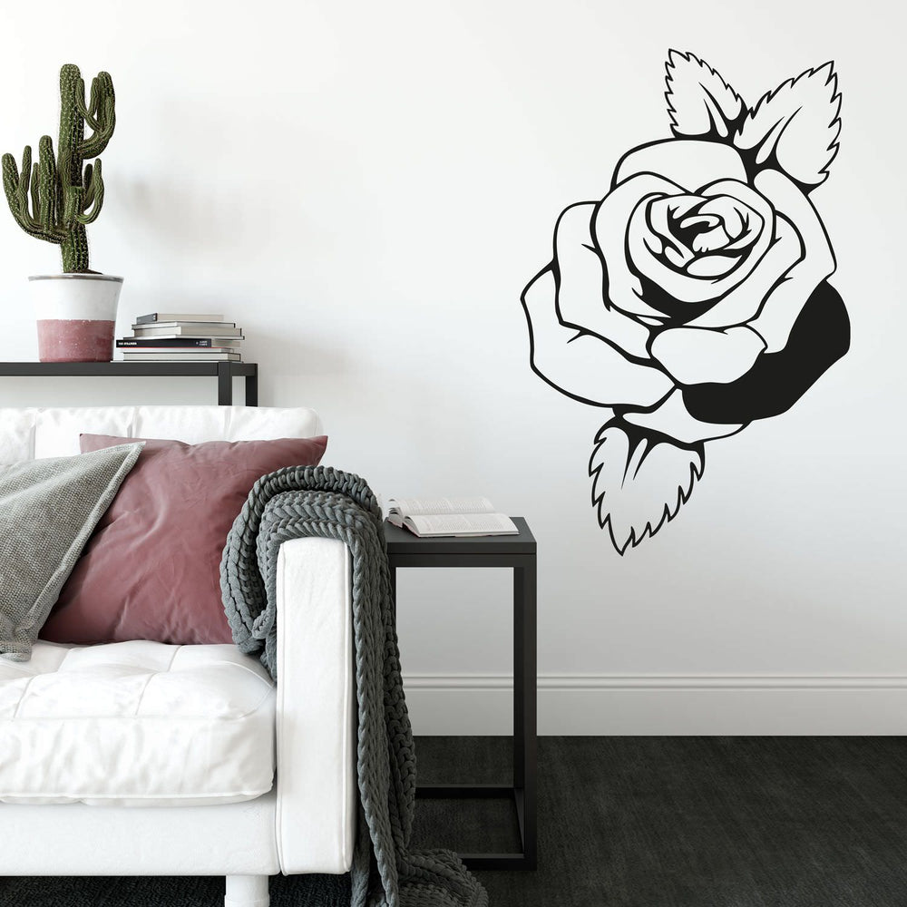Wandtattoo Rose – Blüte im Tattoo-Style für stilvolle Wanddekoration - Sunnywall - Individualität trifft Design