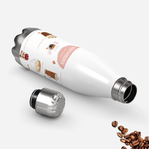 Thermosflasche 500 ml – Kaffee & Kuchen mit Wunschname rosa - Sunnywall - Individualität trifft Design