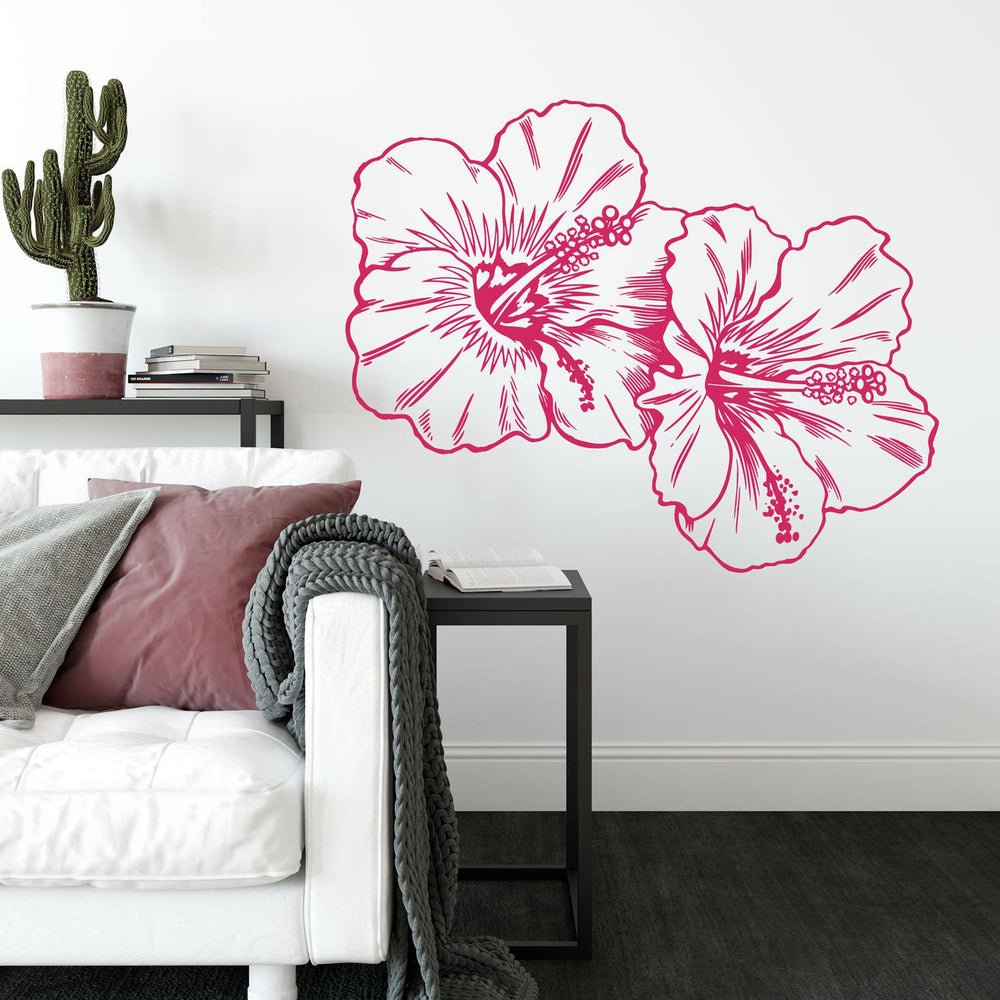 Wandtattoo Hibiskus Blüte – Florales Tattoo-Style Design | Exotische Deko - Sunnywall - Individualität trifft Design