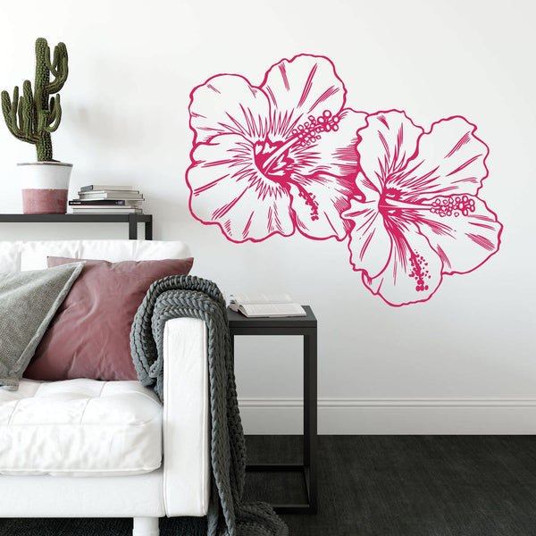 Wandtattoo Hibiskus Blüte – Florales Tattoo-Style Design | Exotische Deko - Sunnywall - Individualität trifft Design