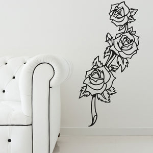Wandtattoo Rosen Blüte – Florales Tattoo-Style Design Rosenranke - Sunnywall - Individualität trifft Design
