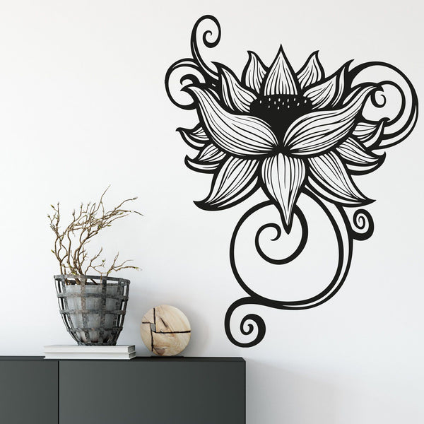 Wandtattoo Lotus – Florales Lotusblumen Paisley Motiv im Yogi Style für Wohnzimmer & Yoga-Raum - Sunnywall - Individualität trifft Design