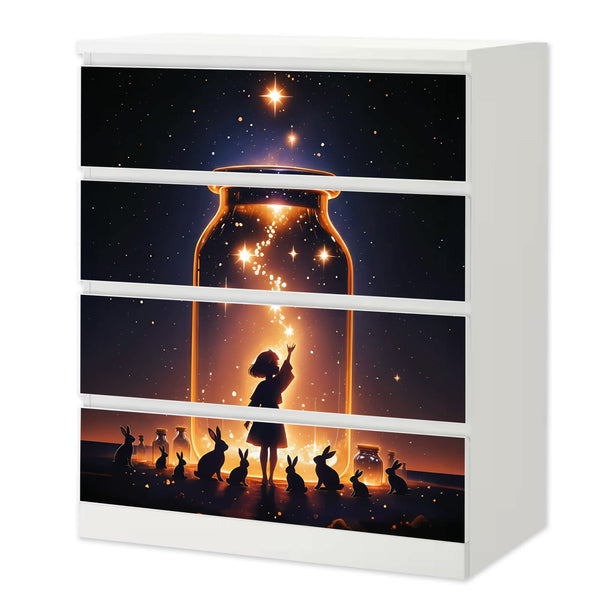 Möbelfolie IKEA MALM Anime Sternenfänger – Magisches Mädchen mit Sternen im Glas