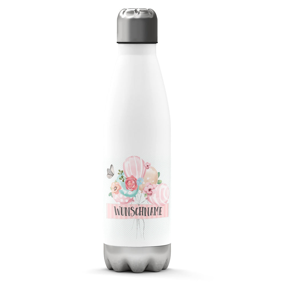 Thermosflasche 500 ml – Ballons & Blumen mit Wunschname - Sunnywall - Individualität trifft Design
