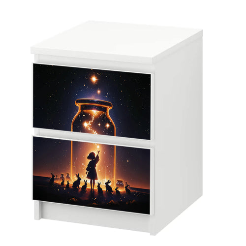 Möbelfolie IKEA MALM Anime Sternenfänger – Magisches Mädchen mit Sternen im Glas