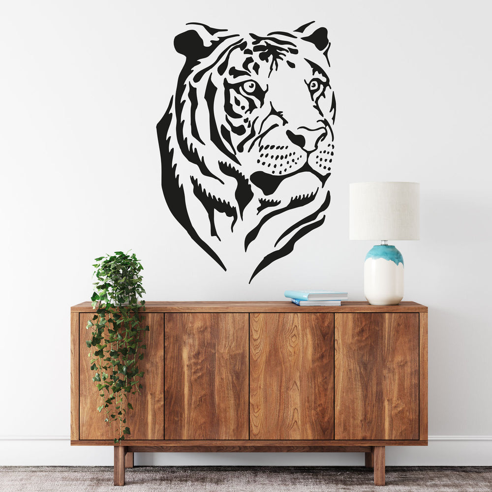 Wandtattoo  Tiger Kopf – Dschungel Raubtier Portrait Wandaufkleber für Wohnzimmer | Wildes Tiermotiv - Sunnywall - Individualität trifft Design
