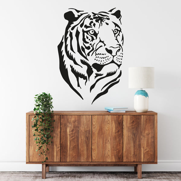 Wandtattoo  Tiger Kopf – Dschungel Raubtier Portrait Wandaufkleber für Wohnzimmer | Wildes Tiermotiv - Sunnywall - Individualität trifft Design