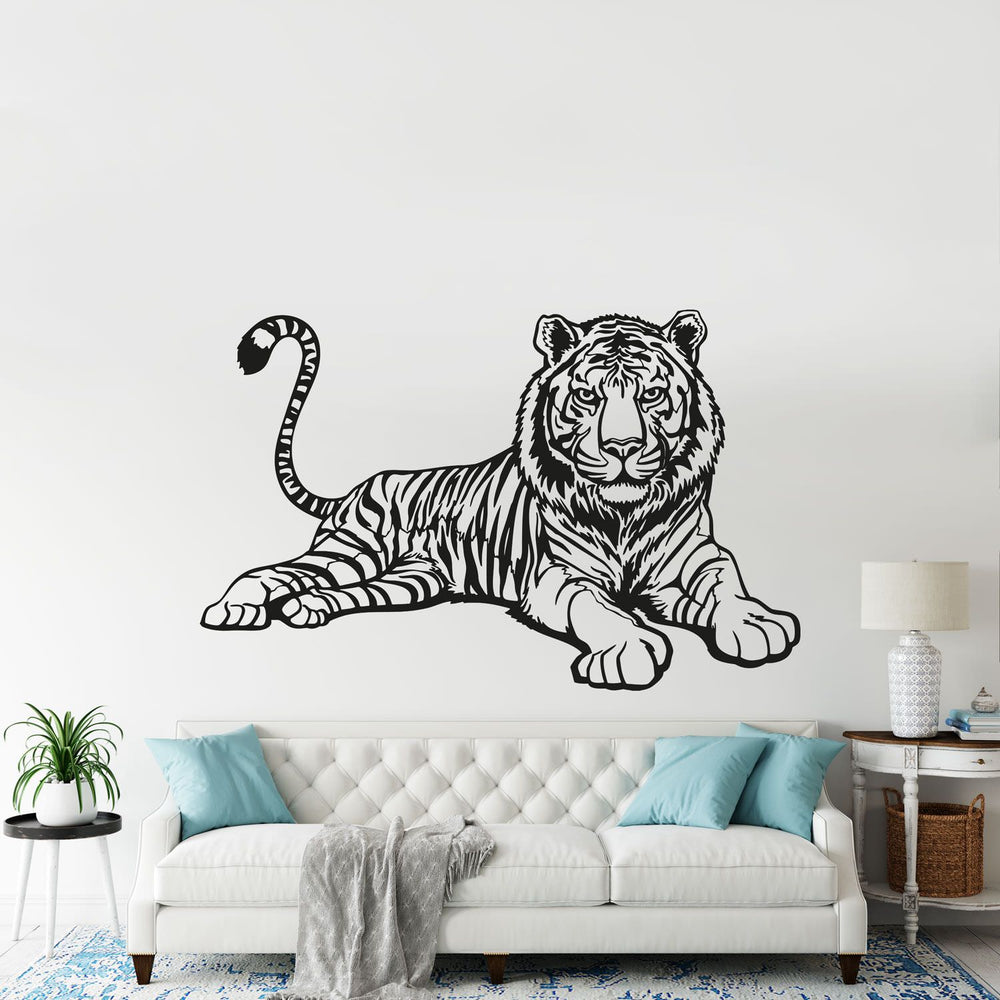 Wandtattoo  Tiger liegend – Dschungel Raubtier Wandaufkleber für Wohnzimmer | Wildes Tiermotiv - Sunnywall - Individualität trifft Design