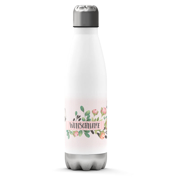 Thermosflasche 500 ml – Blumen & Schmetterlinge mit Wunschname - Sunnywall - Individualität trifft Design