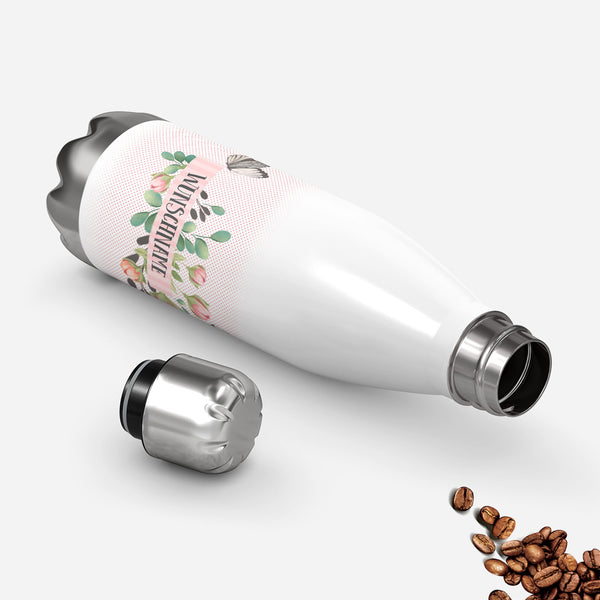 Thermosflasche 500 ml – Blumen & Schmetterlinge mit Wunschname - Sunnywall - Individualität trifft Design