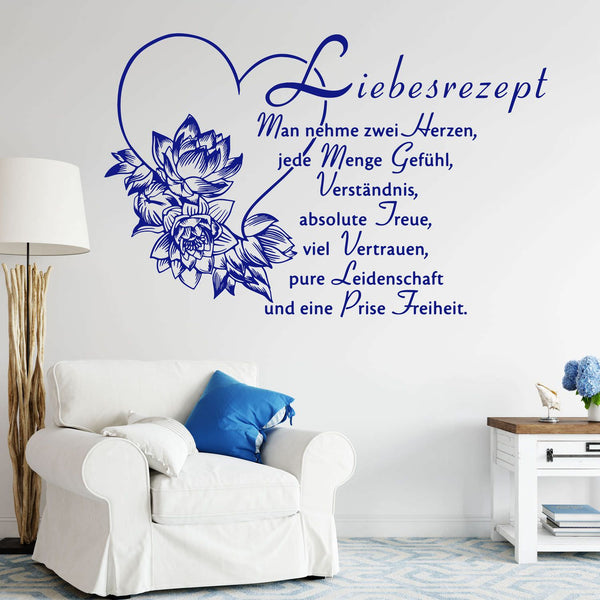 Wandtattoo Liebesrezept – Herz, Gefühl, Verständnis & Treue als Wandaufkleber - Sunnywall - Individualität trifft Design