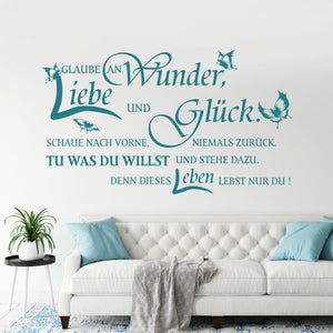 Wandtattoo Zitat – Glaube an Wunder, Liebe und Glück | Inspirierender Spruch für dein Zuhause - Sunnywall - Individualität trifft Design