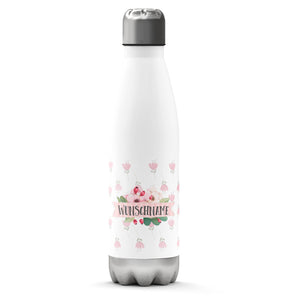 Thermosflasche 500 ml – Blumenmotiv mit Wunschname - Sunnywall - Individualität trifft Design
