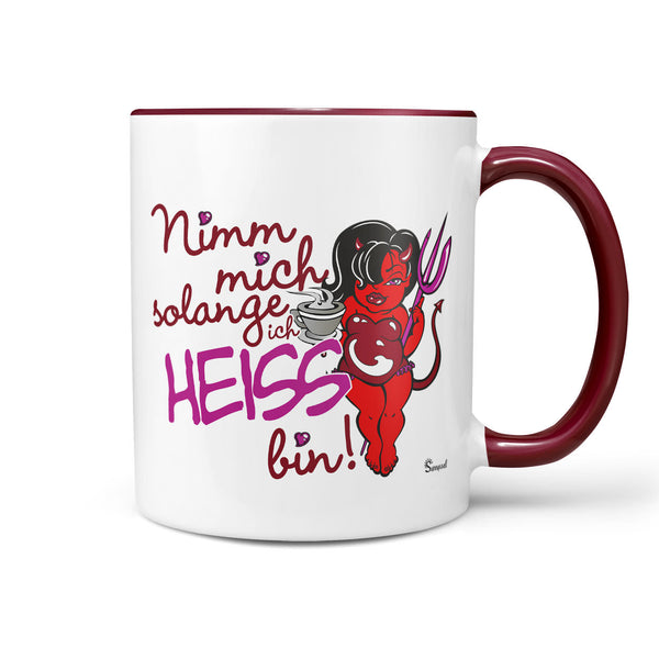 Spruch Tasse Kaffeetasse Tasse Nimm mich, solange ich heiß bin – Teuflisch gut! - Sunnywall - Individualität trifft Design