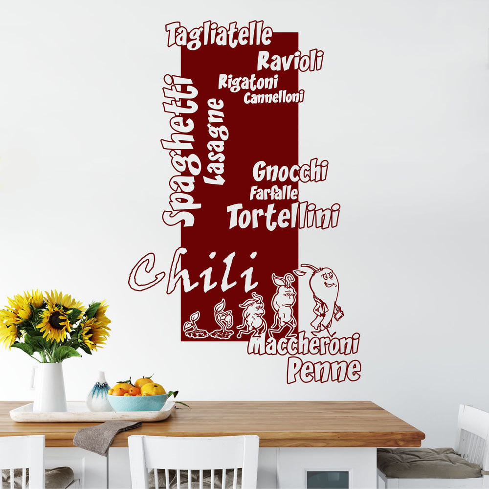 Wandtattoo Küche – Chili Evolution & Pasta | Lustiger Wandaufkleber für Kochliebhaber - Sunnywall - Individualität trifft Design