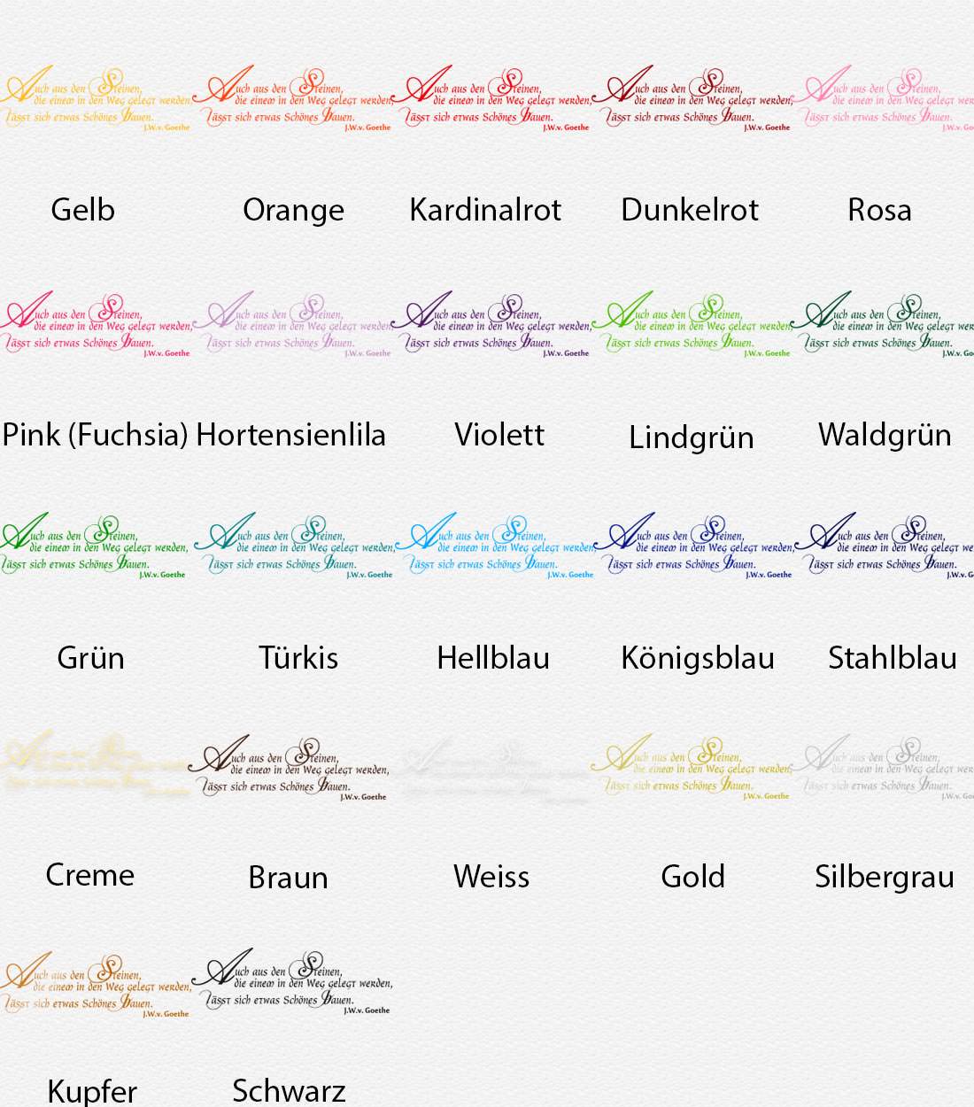 Wandtattoo Zitat – Aus Steinen, die einem in den Weg gelegt werden, lässt sich etwas Schönes bauen | Johann Wolfgang von Goethe Wandaufkleber - Sunnywall - Individualität trifft Design