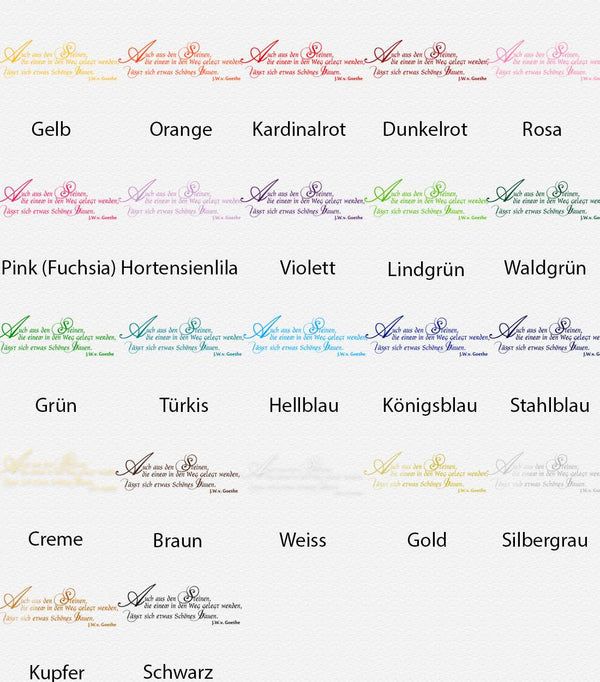 Wandtattoo Zitat – Aus Steinen, die einem in den Weg gelegt werden, lässt sich etwas Schönes bauen | Johann Wolfgang von Goethe Wandaufkleber - Sunnywall - Individualität trifft Design