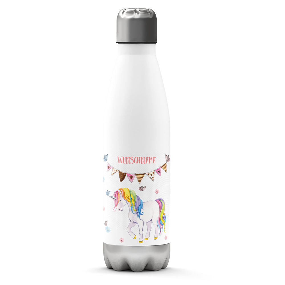 Thermosflasche 500 ml – Einhorn mit Wunschname - Sunnywall - Individualität trifft Design