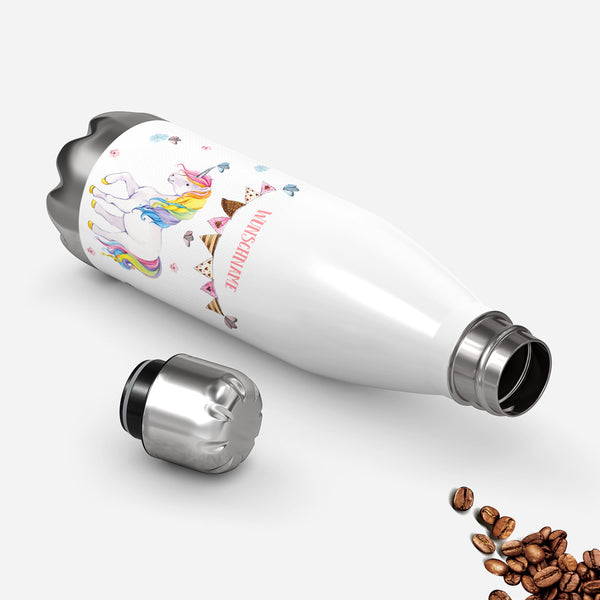 Thermosflasche 500 ml – Einhorn mit Wunschname - Sunnywall - Individualität trifft Design