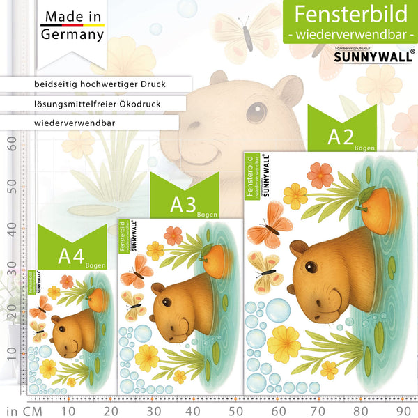 Fensterbild Capybara im Wasser - Badespaß fürs Fenster - Sunnywall - Individualität trifft Design