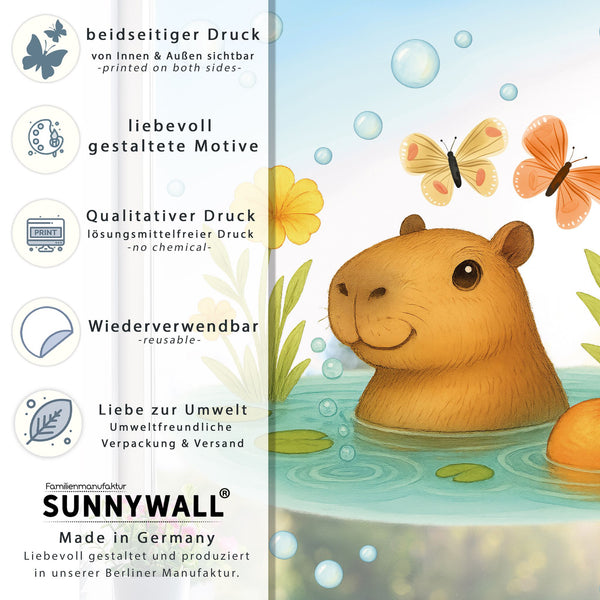 Fensterbild Capybara im Wasser - Badespaß fürs Fenster - Sunnywall - Individualität trifft Design