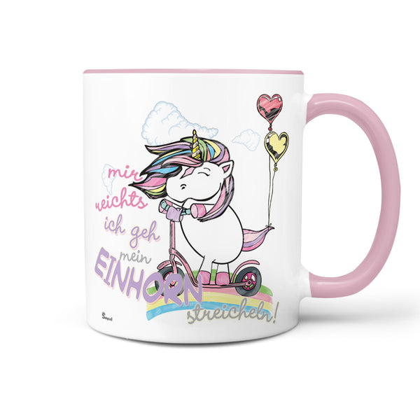 Spruch Tasse Kaffeetasse Einhorn streicheln - Sunnywall - Individualität trifft Design