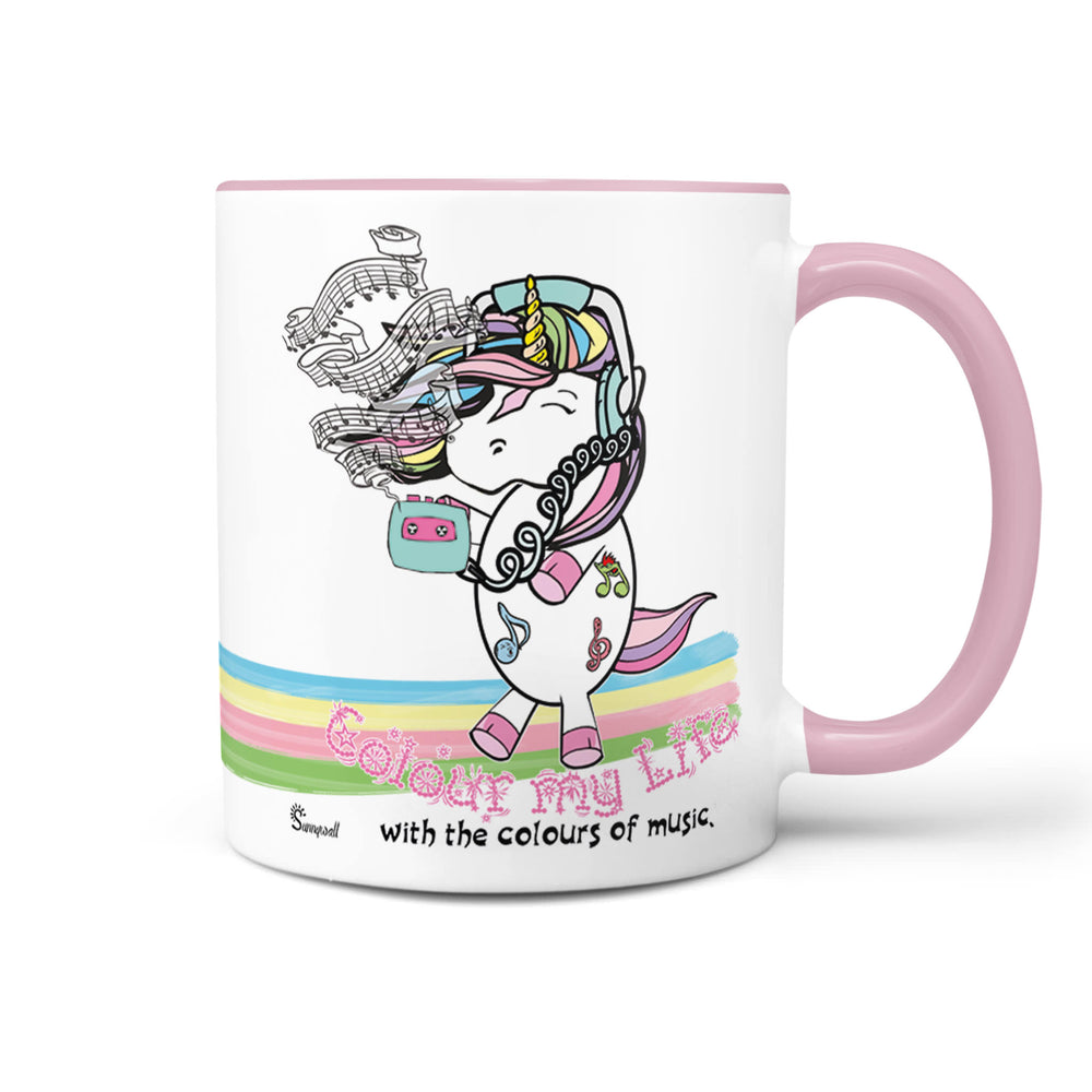 Spruch Tasse Kaffeetasse  Einhorn Colour my Life music - Sunnywall - Individualität trifft Design