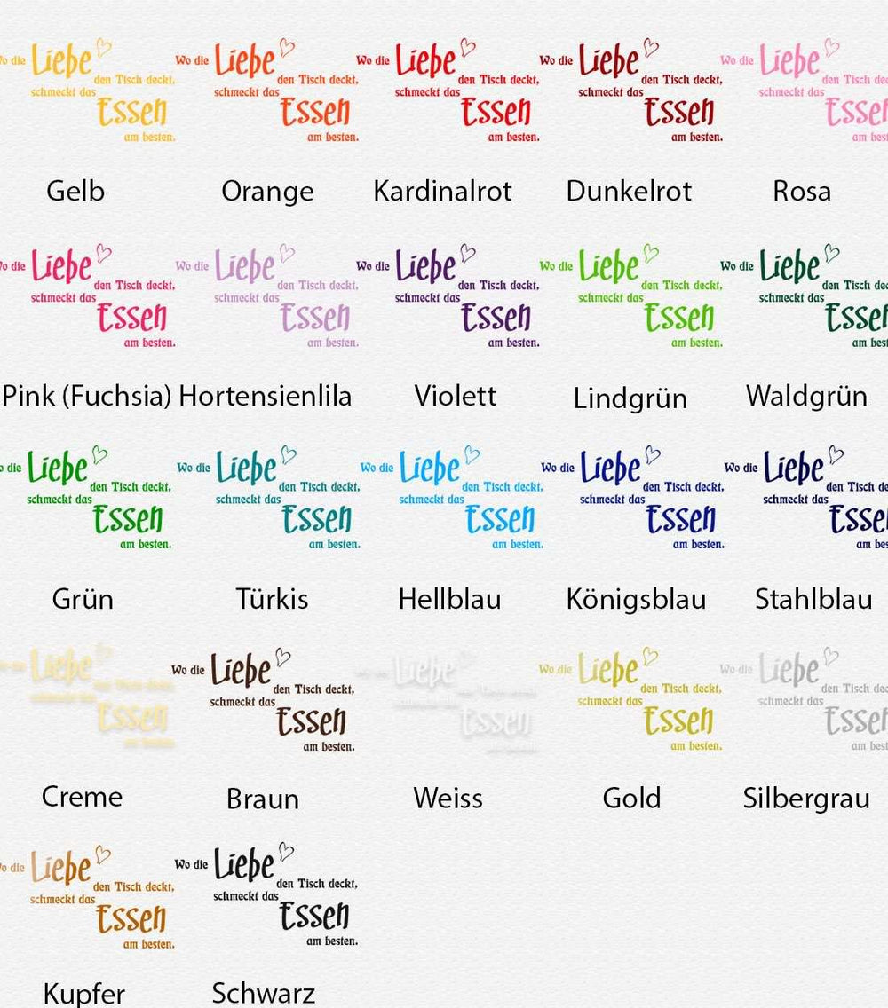 Wandtattoo Küche – Wo die Liebe den Tisch deckt, schmeckt das Essen am besten | Dekorativer Wandspruch - Sunnywall - Individualität trifft Design