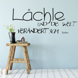 Wandtattoo Zitat - Lächle und die Welt verändert sich -  Sprichwort Buddha | Inspirierender Wandaufkleber - Sunnywall - Individualität trifft Design