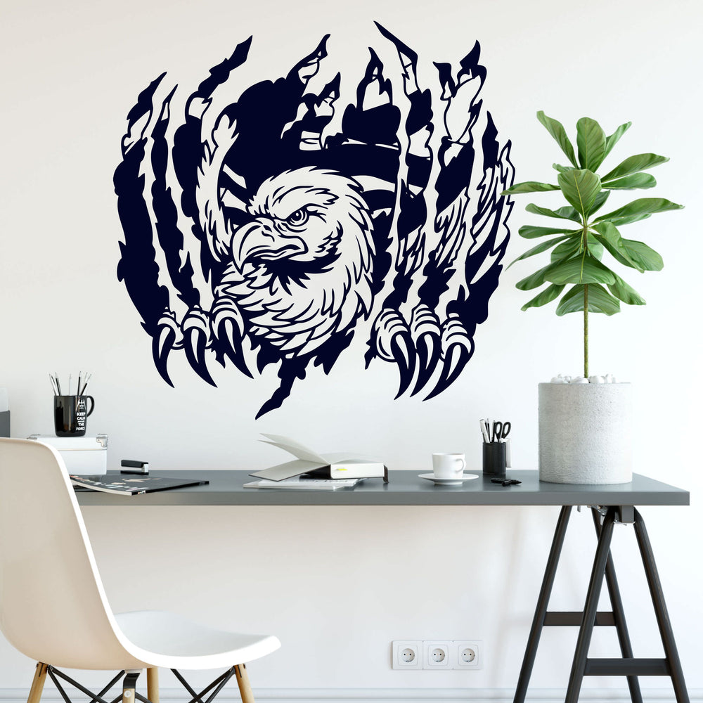 Wandtattoo Weißkopfadler – Majestätischer Adler mit Krallen & Wandriss-Effekt | Dynamische Tier-Deko - Sunnywall - Individualität trifft Design