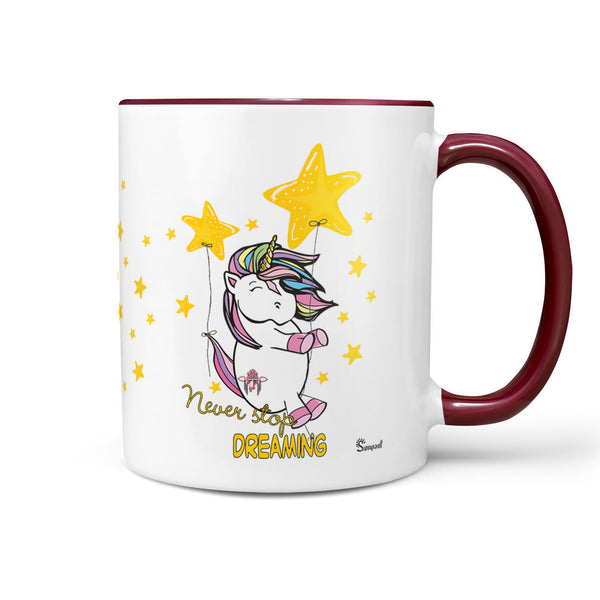 Kaffeetasse Tasse Becher Einhorn - never stop dreaming Stern - Sunnywall - Individualität trifft Design