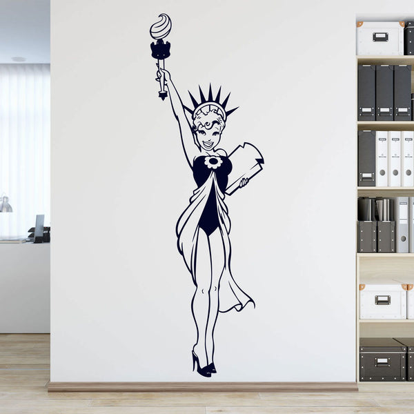 Wandtattoo Pin-up Liberty Girl – Sweet Miss America Retro-Style Freiheitsstatue | Wandaufkleber & Sticker Pin Up Girl - Sunnywall - Individualität trifft Design