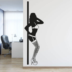 Wandtattoo Poledance – Sinnliche Stripperin beim Tanz | Sexy Wandaufkleber für Tanz- & Fitnessfans - Sunnywall - Individualität trifft Design