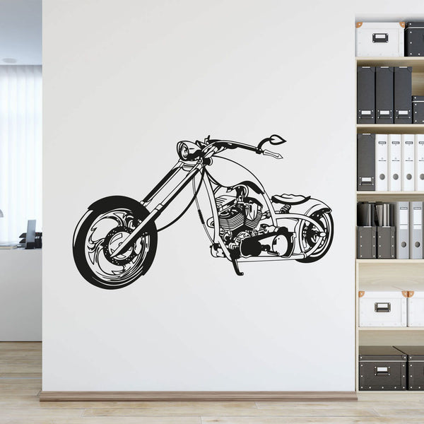 Wandtattoo Chopper Wheelspin Motorrad – Stylisches Bike Schrägsicht | Wandaufkleber für Biker & Motorradfans - Sunnywall - Individualität trifft Design