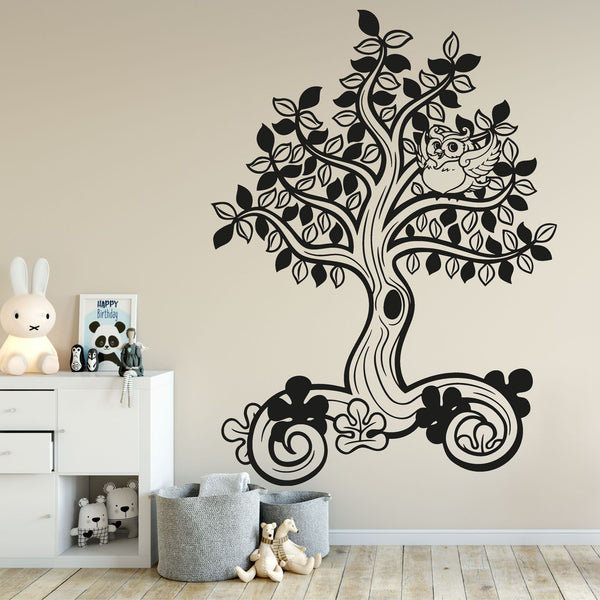 Wandtattoo Niedlicher Baum mit Eule | Wandaufkleber für das Kinderzimmer - Sunnywall - Individualität trifft Design