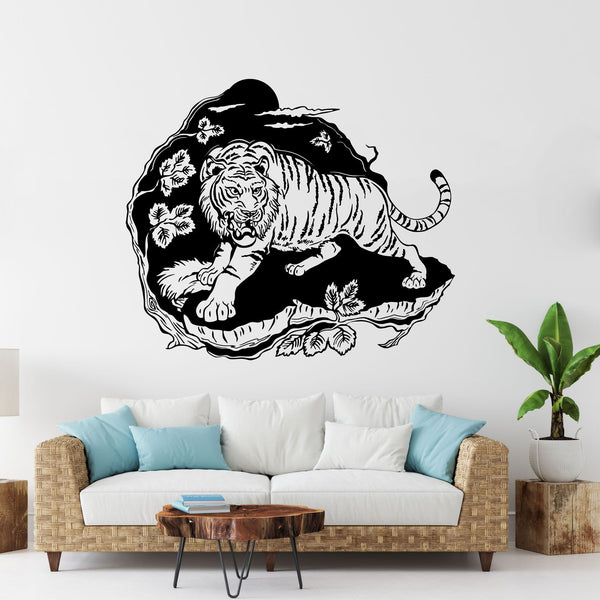Wandtattoo Asia Tiger – Kraftvoller Wandaufkleber im asiatischen Stil | Majestätisches Raubtier-Motiv für Wohnzimmer, Schlafzimmer & Dojo - Sunnywall - Individualität trifft Design
