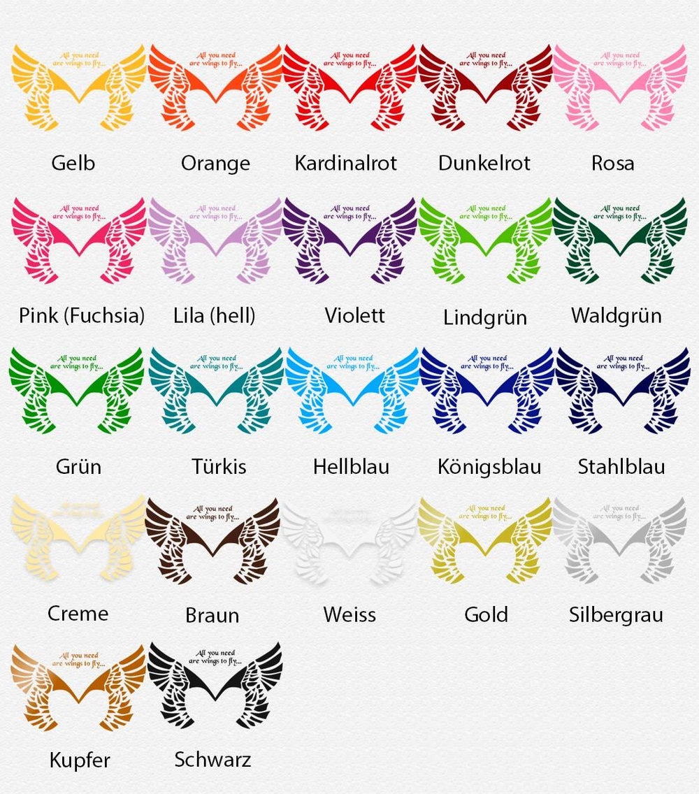 Wandtattoo Geflügeltes Herz mit Spruch  - All you need are wings to fly - Sunnywall - Individualität trifft Design